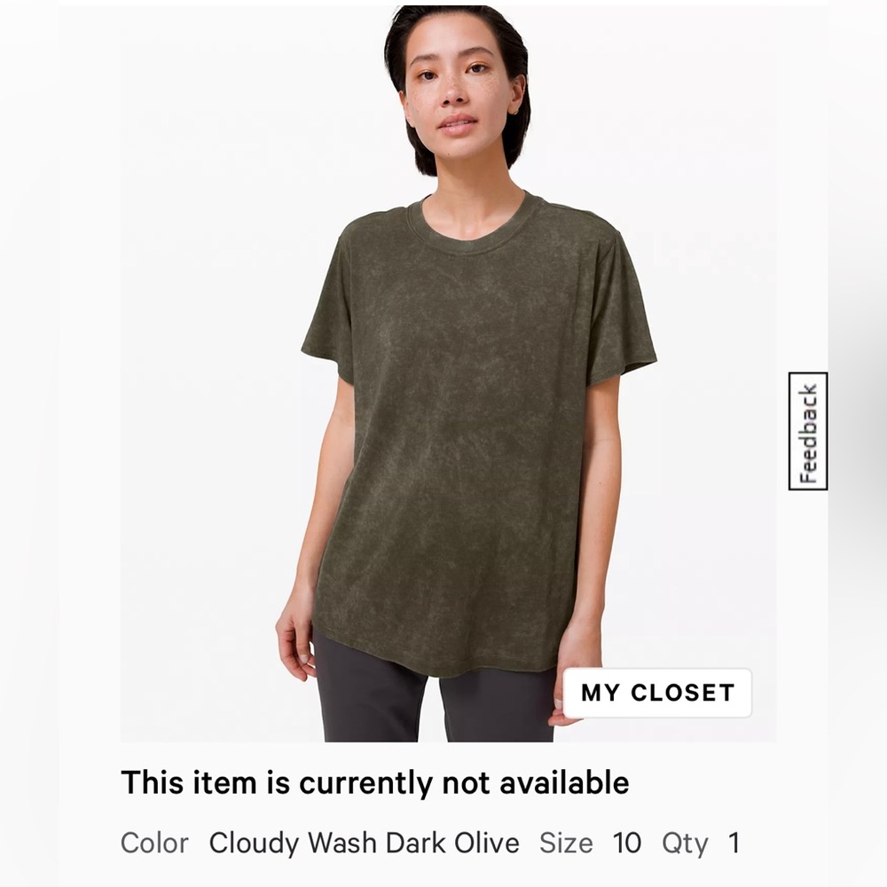 Lululemon All Yours Boyfriend Tee *Cloud- Olive size 10